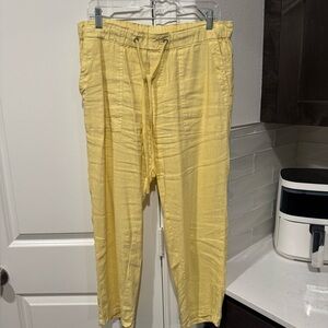 Yellow Drawstring Women’s Linen Pants